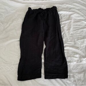 Hatch Sz 1 Linen Pants Black Paper bag waist tie
